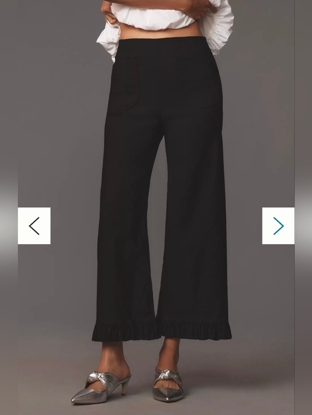 NEW!!! Maeve Colette Ruffle-Hem High-Rise Wide-Leg Pants in Magic Fabric,NWT - Picture 2 of 5